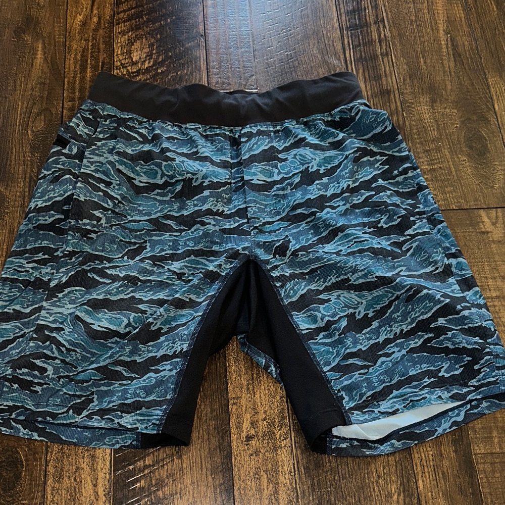 lululemon athletica Blue and Black Men Shorts